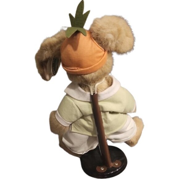 [Bearington Collection] Adorable Plush Boy Bunny with Carrot Outfit w/ stand - Picture 4 of 7